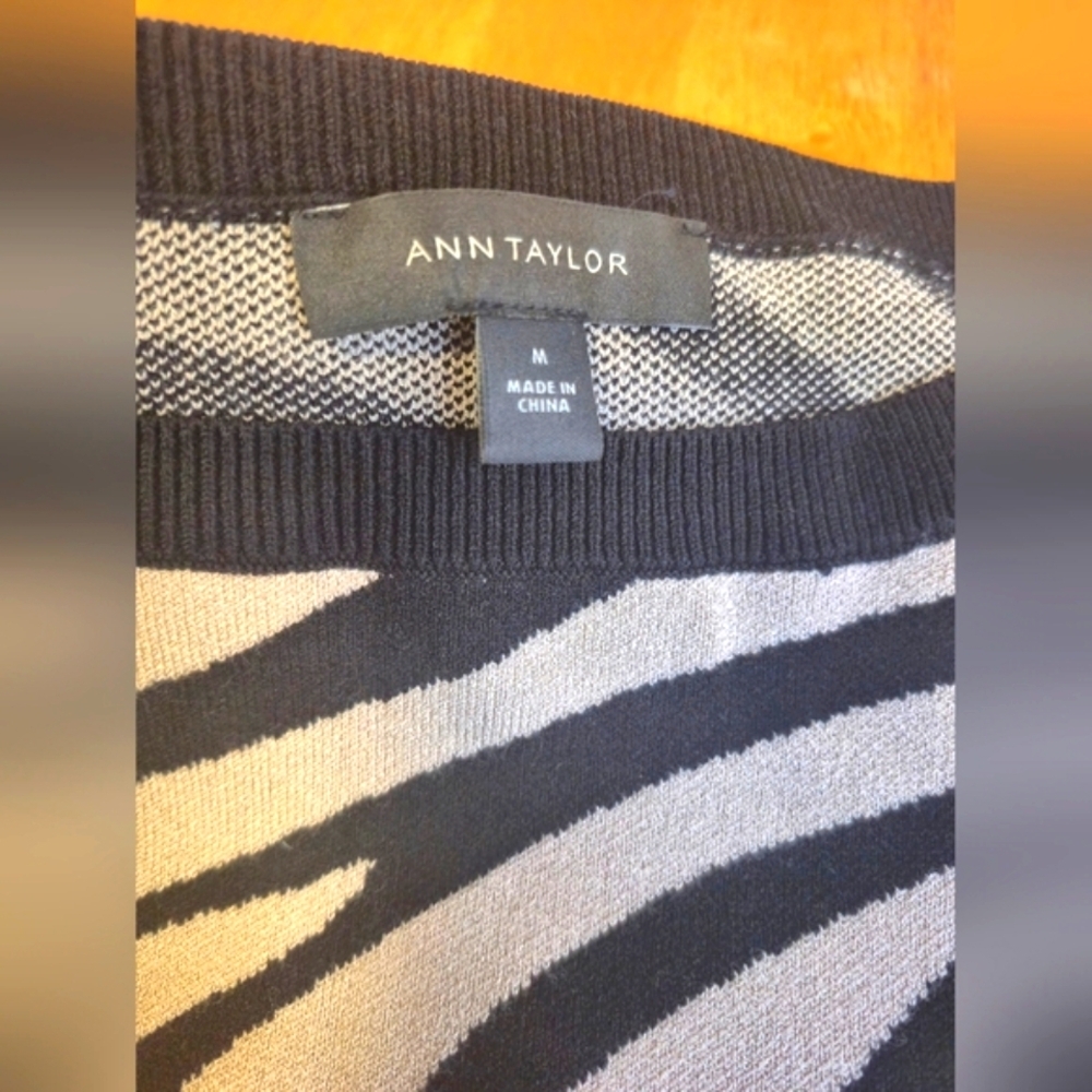 Ann Taylor Black and White Zebra Print Sweater - Picture 4 of 10